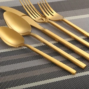 Gold Flatware Sets with Square Handle,Popular Cutlery