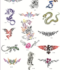 Golden Phoenix Book 6 Animal Stencils For Airbrush Tattoo Sticker