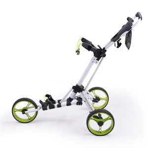 Golf Push Cart Swivel Foldable Aluminum 3 Wheels Pull Cart Golf Trolley with Umbrella Stand