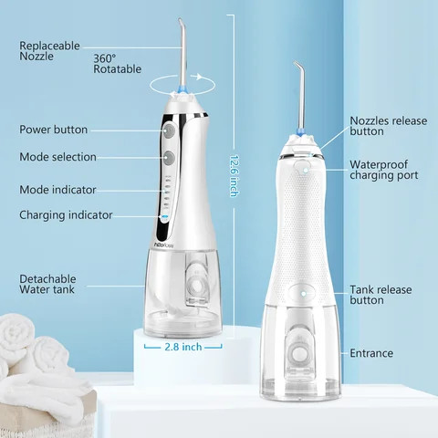 H2ofloss Wholesale Portable IPX7 Teeth Cleaning Water Flosser 300ml Electric Water flosser Professional Dental Oral Irrigator