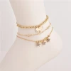 Handmade full diamond five-pointed star bead chain elephant pendant multi-layered anklet