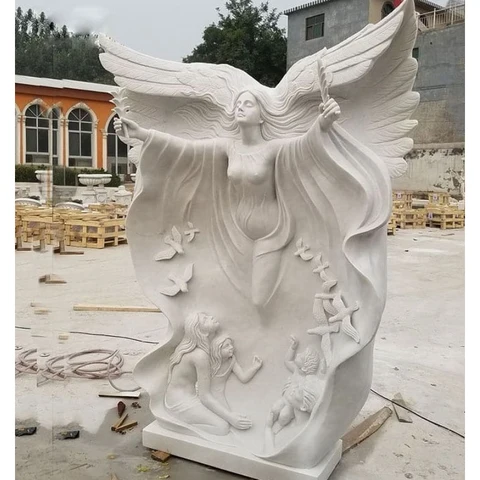 Buy Handmade Life Size Cemetery Weeping Angel Marble Statues White ...