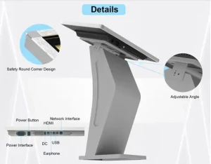 HDFocus 32 Inch K Style Floor Standing Interactive LCD Panel Digital Information Display All In One Pc Touch Screen Kiosk