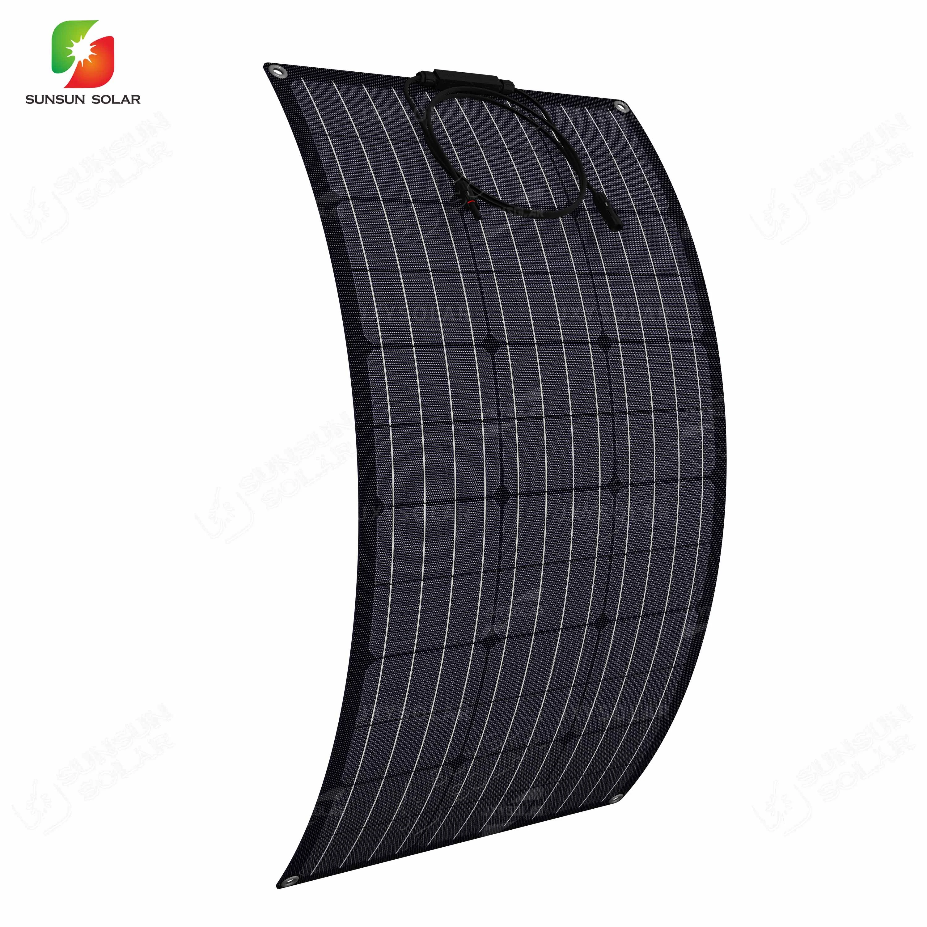 High efficiency ALL BLACK 80W 18V ETFE monocrystalline cell semi flexible pv solar panel