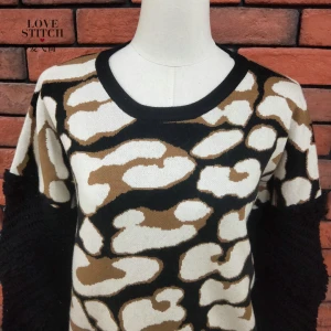 high quality 2020 Boutique Clothing O-Neck Loose Fitting Leopard Long Sweater Tops Print Sweater Women Pullover