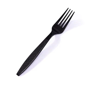 High Quality Chinese Disposable Plastic PP Black Cutlery Set Fancy Hard Plastic 3 Piece Cutlery Sets Long Handle Flatware Set