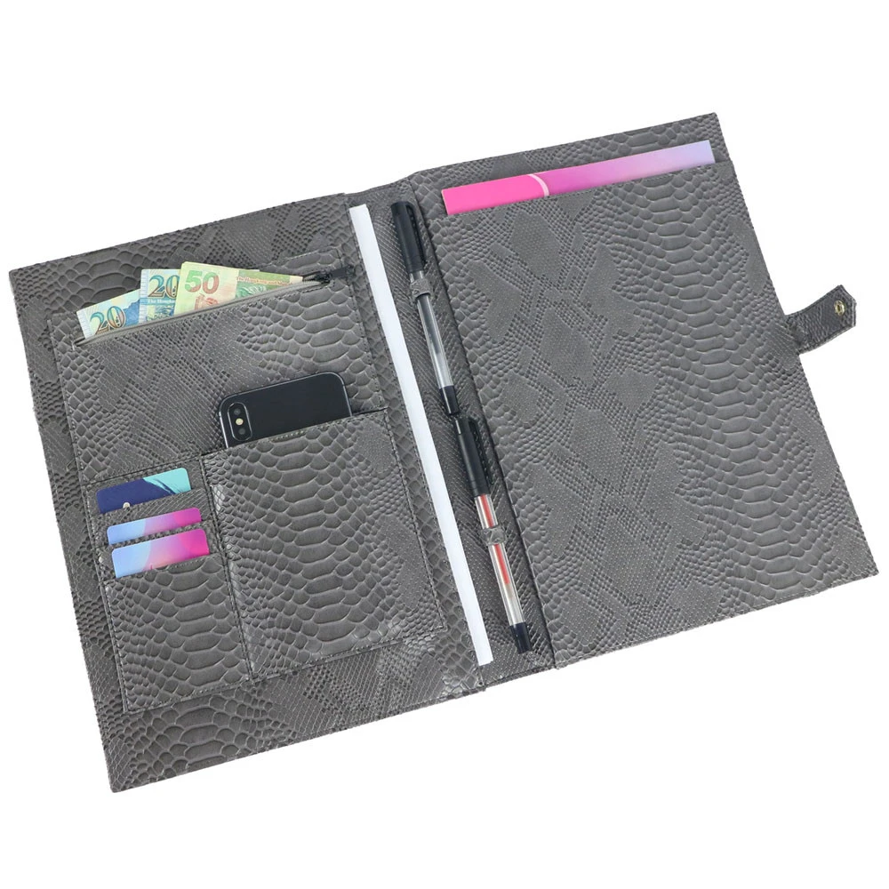 High quality embossed python file folder conference business leather padfolio for ipad