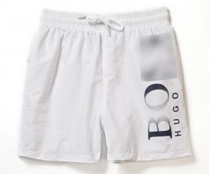 High quality fashion brand Pure color 100% nylon board shorts quick-drying waist drawstring beach shorts men