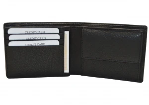 High Quality RFID Blocking Mens Zipper Card Holder Trifold Genuine Leather Wallet