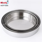 High quality stainless steel round food serving tray dinner plate  for kitchen