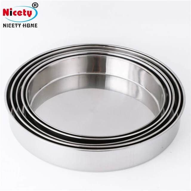High quality stainless steel round food serving tray dinner plate  for kitchen