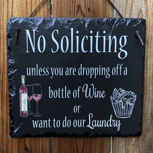 high visibility, solid stone, quality feel - Beautifully Handcrafted and Customizable Slate No Soliciting Plaque