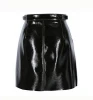 High-waisted patent leather Pu skirt with circle zigger and pocket