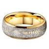 Highly Polished Arrows Inlay Gold Mens Tungsten Carbide Wedding Rings