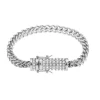 Hip-hop new stainless steel cast rhinestone button mens 6mm keel chain bracelet color jewelry wholesale