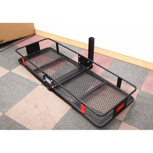 Hitch mounted car rear cargo carrier rack with feflectors