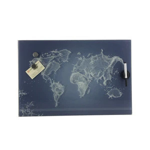 Home Decorative Office Magnetic World Map Glass Writing Board With Pen