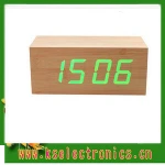 Home Desk Radio Controlled Clock Digital LED Wooden Alarm Clock