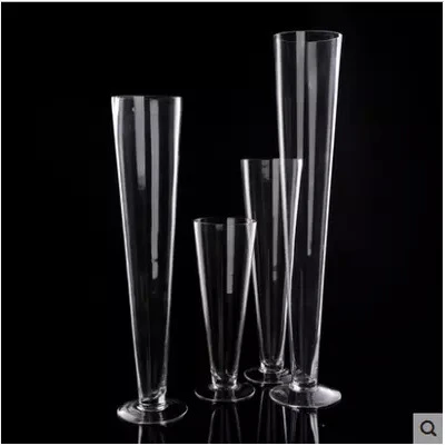 home wedding decoration tapered clear flower glass vases