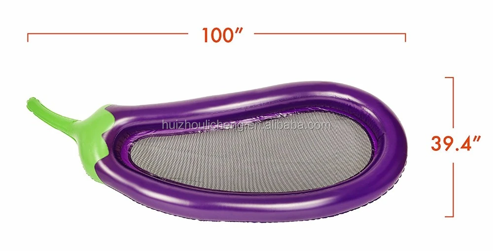 Hot eco-friendly PVC large size eggplant toys adult swimming pool float as water toys