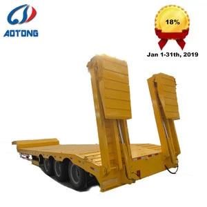 Hot heavy duty 40-60 ton low flatbed semi trailer low bed excavator truck trailer trucks and trailers