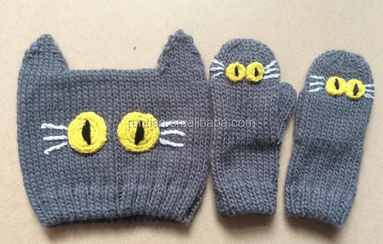 Hot Popular Soft Acrylic Knitting Kids&#x27; Imitate Animal Cartoon Mitten