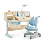 Hot sale best quality  height adjustable MDF study Table with ergonomic study chair set for children 3-18 years