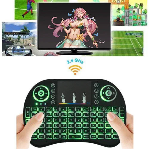 Hot Sale Colorful mini keyboard i8 mini wireless keyboard for smart tv keyboard wireless air mouse with seven colors backlight