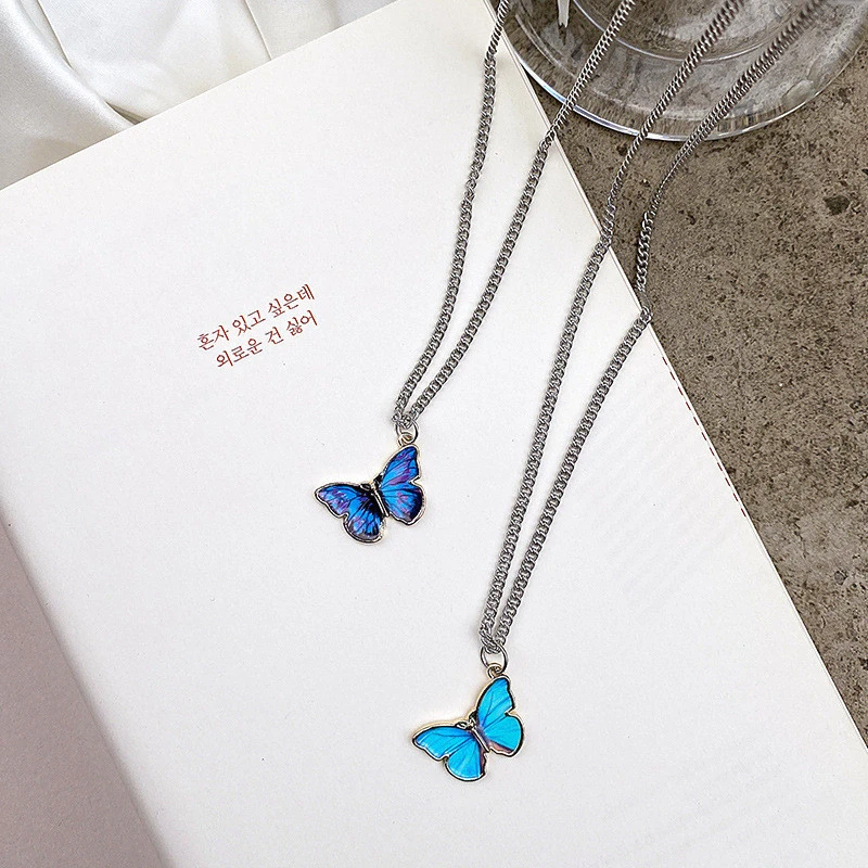 Hot Sale Luxury Sterling Silver Short Clavicle Chain Choker Jewelry Butterfly Necklace Women