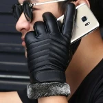 Hot Sale Touch Screen PU Leather Gloves Fashion Mens Leather Car Driving Gloves Mens Leather