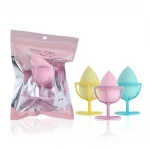 Hot sale washable facial cosmetic soft foundation sponge puff latex free beauty makeup sponge blender with holder