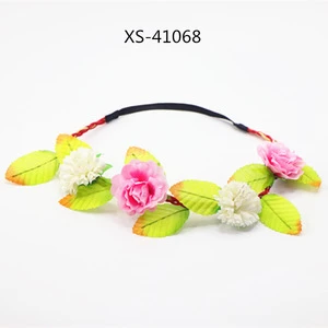 Hot sale wedding hair accessories bridal flower garland headband braided hair band