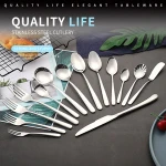 Hot sale Wholesale eco friendly  silver metal stainless steel  knife spoon and fork flatware cutlery set for Wedding Restaurant