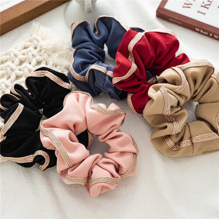 hot selling ins fashion designer cloth fabric with lace hair tie big size hair scrunchies for girl