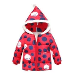 Hot Sweet baby girls winter Coat Color change dot pattern hooded girls short coat