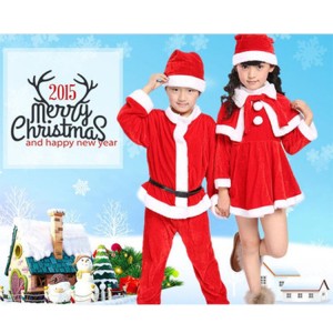 Hot sweet Christmas dress costume for kids beautiful cosplay Velvet  boys and girls Santa Claus outfits