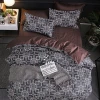 Hotel Satin Strip Solid Black Color School Bedding Quilt Cover Pillowcase Elastic Band Soft Bed Home Textile Bedding Set
