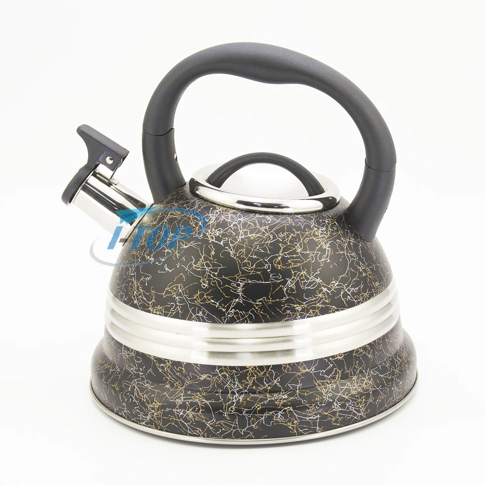 I TOP Silver Color Painting Stainless steel whistling tea kettle