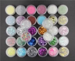 Imagnail wholesale 34 in 1 set Nail Glitter powder Shiny Hexagon Shape Powder Nail Glitter Dust Tips DIY Nail Art Decoration