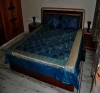 Indian Hand Made Patchwork Silk Bedspread with Pillow & Cushion Cover, Wholesaler of Silk Bedspreads, Designer Bedsheets