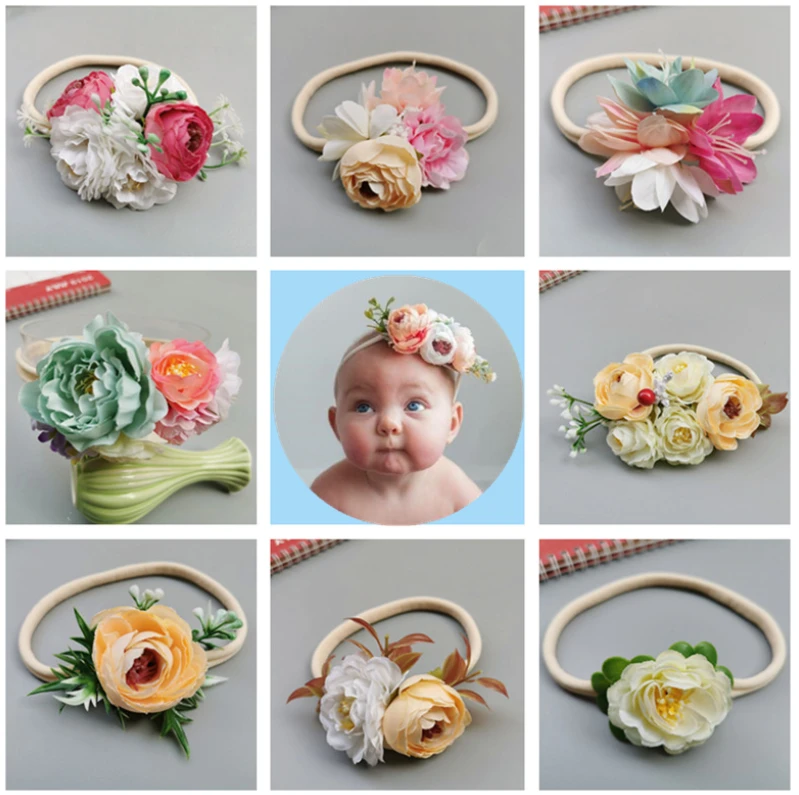 Ins Hot Sales Baby Girl Flower Hair Accessories Baby Floral Headbands Knotted