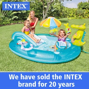 Intex 57129 Gator Play Center Inflatable Kiddie Spray Wading Pool with Slide