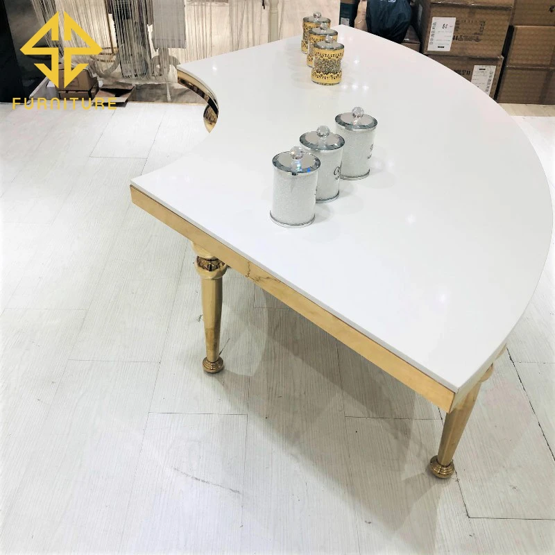 Italy Design Style Elegant Stainless Steel base Semi-circle Dining Table for Wedding Banquet Event Use