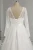 Import Ivory A line V neck long sleeves beaded belt shiny skirt low back corset wedding dress from China