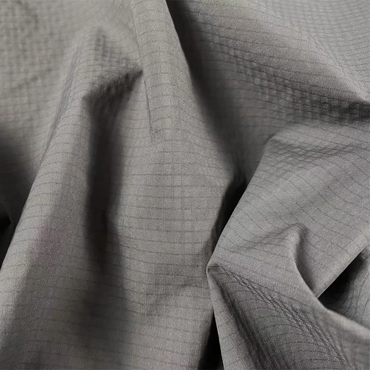 Jacket pants clothing ripstop Nylon elastane PU coating plaid fabric 4 way stretch fabric
