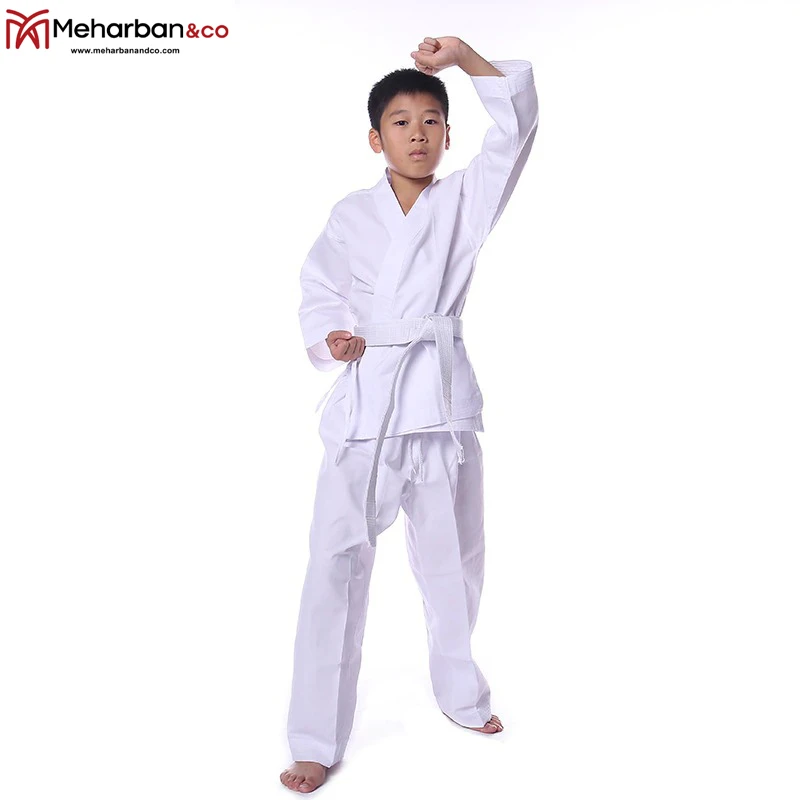 Judo Taekwondo-Uniform Karate Black Adult White Cotton Long-Sleeve Traditional