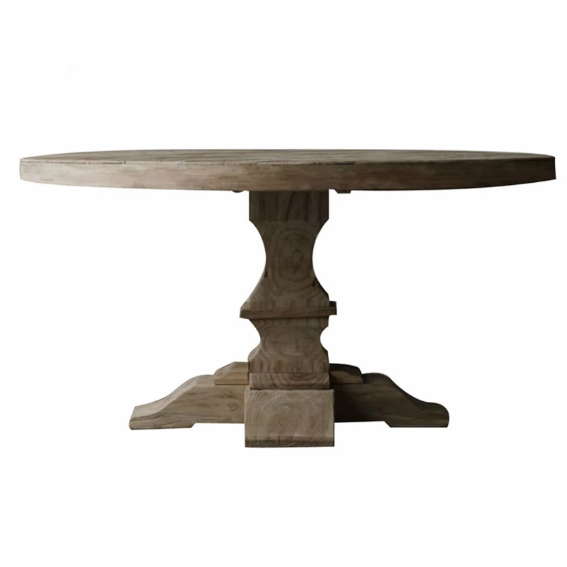 JW Furniture Top Sale Round Rustic Latest Design Dining Table Set Solid Wood Oak Furniture