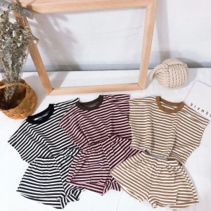 Kids 2019 Summer New Product Wholesale Soft Cotton Sports T-shirt+Shorts 2 Piece Set For 1-6Y Boys Girls