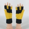 Knitted Gloves in Black and Yellow color matching Half Finger mittens Customizable in Adult And Children Size