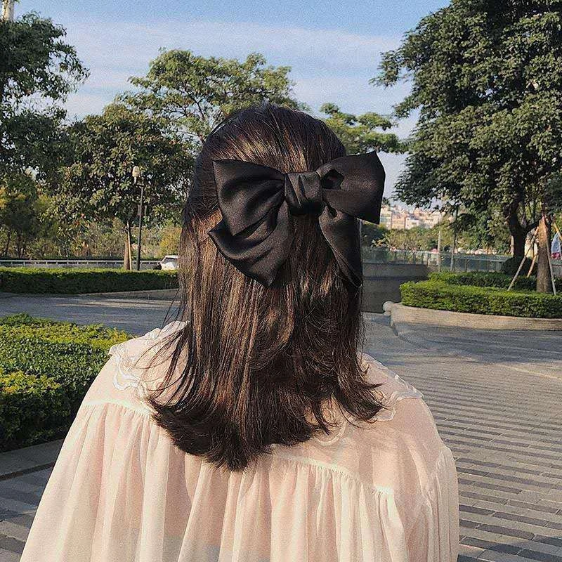 Korean Big Satin Solid Ribbon French Barrette Large Soft Silky Hair Bow Clip Hair Accessories for Little Teen Toddler Girls